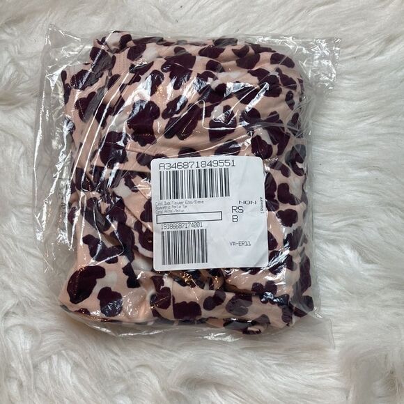 Cuddle Duds Animal Print Leopard Crew Neck Elbow sleeve Knit Pullover Peplum Top - Picture 3 of 7